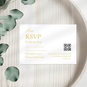 Yellow Minimalist Wedding RSVP Qr Code Card, Lemon RSVP, Yellow Wedding Response Website Cards, Printable Online Rsvps, Editable Reply Cards