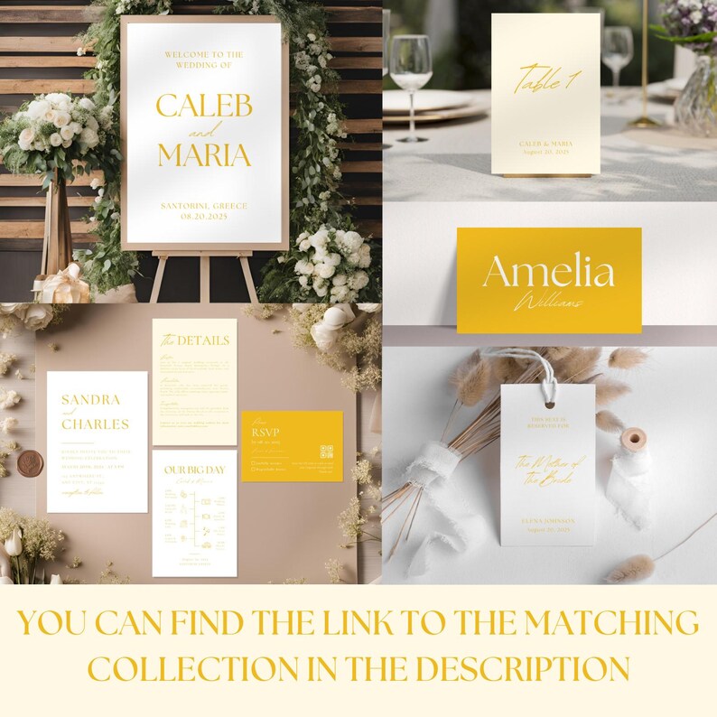 Yellow Minimalist Wedding Invitation Set Template, Modern Invite Suite, Editable Yellow Invite Bundle, Printable QR Code Rsvps Lemon Invites image 10