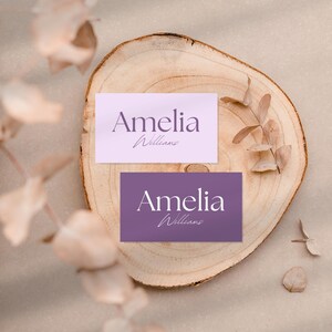 Place Card Printable Template, Purple Wedding Name Card, Purple Table Card, DIY Place Card, Custom Seating Card, Guest Tag, Instant Download