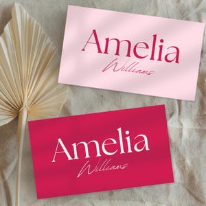Pink Place Card Printable Template, Printable Wedding Name Card, Pink Table Card, Customizable Seating Card, DIY Guest Tag, Instant Download
