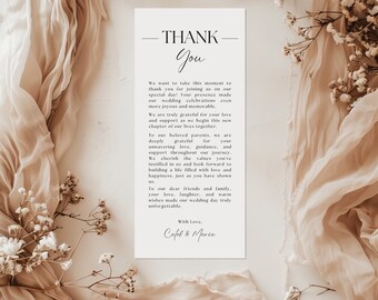 Wedding Thank You Template, Minimalist Thank You, Modern Thank You, Printable Thank You Card, Editable Thank You, Wedding Thank You Template