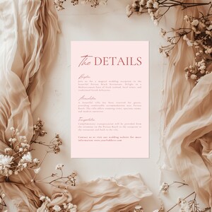 Red Minimalist Wedding Details Template, Modern Burgundy Itinerary, Sage Red Program, Printable Enclosure Card, Custom Burgundy DIY Timeline