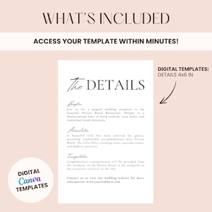 Minimalist Wedding Details Template, Minimalist Wedding Itinerary, Reception Program Card ...
