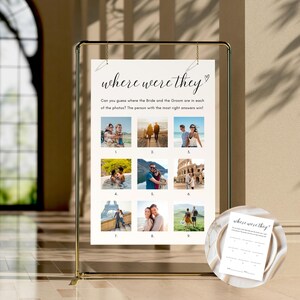 Where Were They Game Bridal Shower Game Sign, Custom Photo Guessing Game Card, Printable Engagement Party Game, Couples Shower, Wedding Game