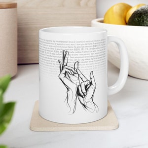 Taza de cerámica con señal de mano "Te amo", símbolo de amor, gesto de amor en la mano, te amo, regalo de amor, para novio, para novia