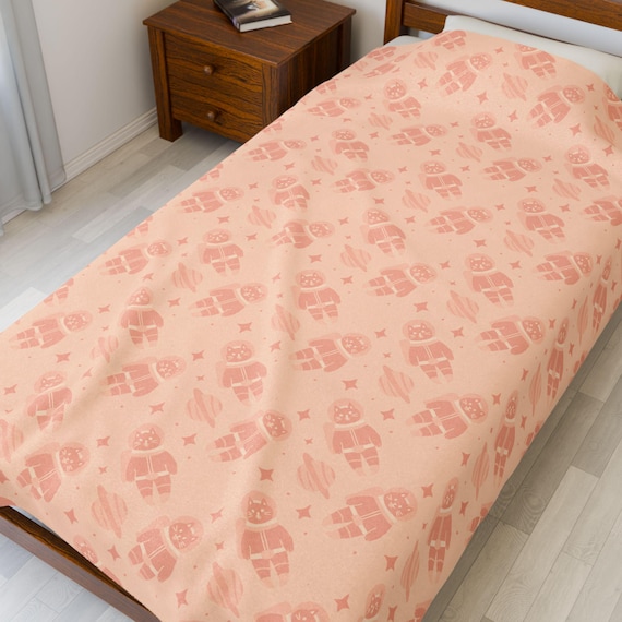 Pink Astronaut Cats Velveteen Plush Blanket / VPB003