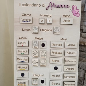 Calendario Montessori magnetico in legno per bambini Strumento di apprendimento perpetuo per i più piccoli Regali educativi per bambini in età prescolare