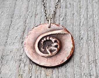 Fiddlehead Pendant Copper Necklace Fiddlehead Necklace Botanical Jewelry Rustic Necklace Nature Lovers Gift Eco Friendly Jewelry