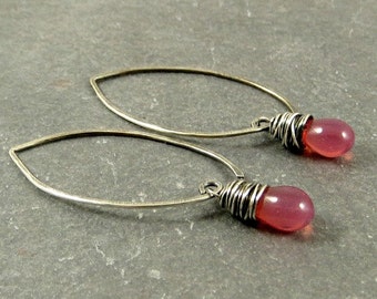 Pink Drop Earrings Sterling Silver Gifts for Her