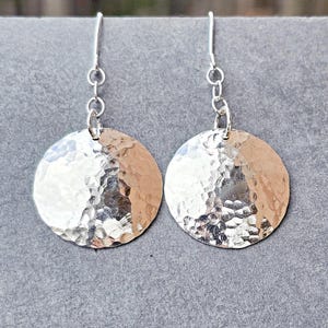 Textured Sterling Silver Disc Earrings: Handmade Dangle Jewelry