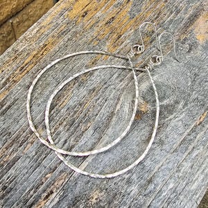Hammered Sterling Silver Teardrop Earrings: X-Large Eco-Friendly Jewelry