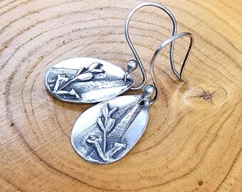 Dainty Lemon Verbena Flower Earrings: Sterling Silver Botanical Jewelry