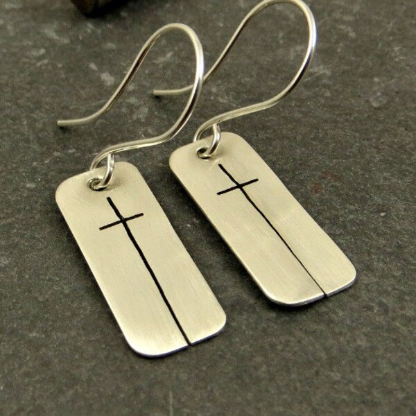 Cross Earrings Sterling Silver