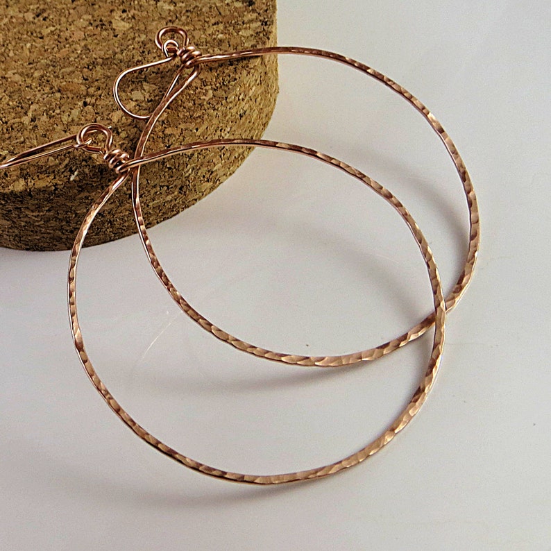 Gold Hoop Earrings X X Large 16G 14K Yellow Gold Fill Hammered Hoops Rose Gold Hoops Eco Friendly Jewelry Gifts for Her Gift image 1