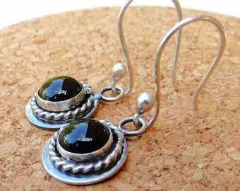 Black Onyx Earrings Sterling Silver Earrings Gemstone Earrings Bezel Set Earrings