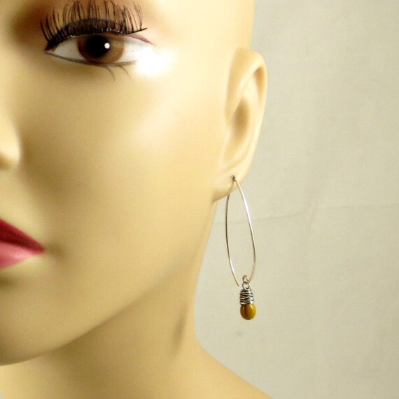 Mustard Yellow Earrings Sterling Silver Glass Teardrops Eco Etsy