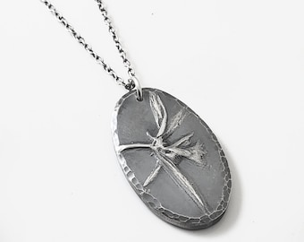 Woodland Pendant Large-Flowered Bellwort Sterling Silver Necklace Botanical Pendant Gift for Nature Lover PMC Jewelry