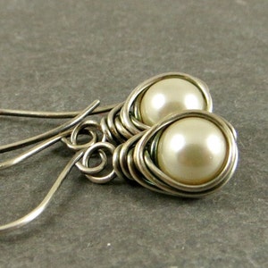 Pearl Earrings, Wire Wrapped Jewelry, Gifts for Her Ready to Ship Gift