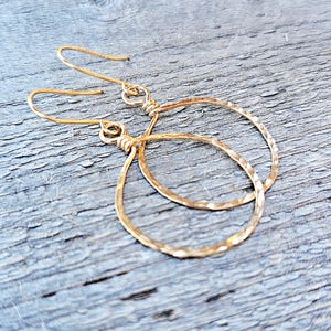 Medium Gold Hoop Earrings 14K Gold Fill Rose Gold Hoops Eco Friendly Jewelry Hammered Hoop Earrings Gift