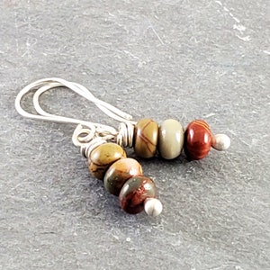 Jasper Earrings, Wire Wrapped Earrings, Earthy Stone Earrings, Eco Friendly Jewelry - Sterling Silver Gifts for Her