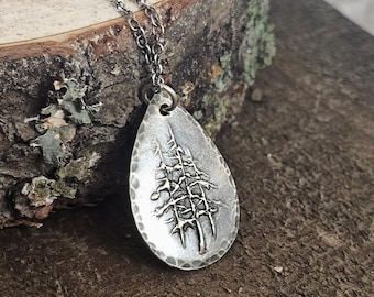Rustic Sterling Silver Winter Pine Pendant