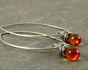 Orange Earrings, Teardrop Earrings, Drop Earrings, Fall Earrings, Eco Friendly Jewelry, Gifts for Her