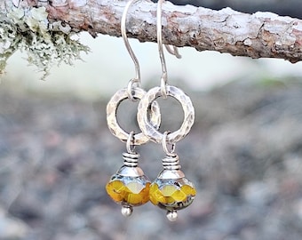 Fine Silver Picasso Glass Earrings: Sterling Silver Ear Wires