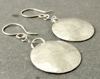 Silver Disc Earrings, Sterling Silver Disc Earrings, Eco Friendly Jewelry Gifts for Her Gift