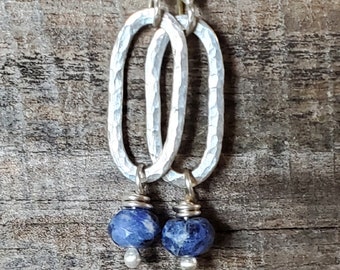 Sodalite Stone Earrings Fine Silver Earrings Eco Friendly Jewelry Gifts for Her Gifts Under 30