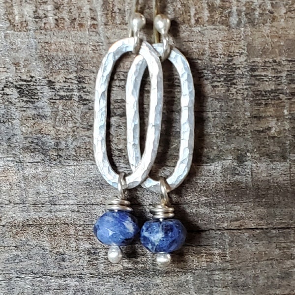 Sodalite Stone Earrings Fine Silver Earrings Eco Friendly Jewelry Gifts for Her Gifts Under 30