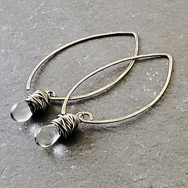 Drop Earrings Clear Glass Earrings Sterling Silver Earrings Rain Drop Earring Gifts for Her Gift Eco Friendly Jewelry