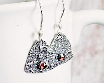 Garnet and Fine Silver Earrings Holiday Jewelry