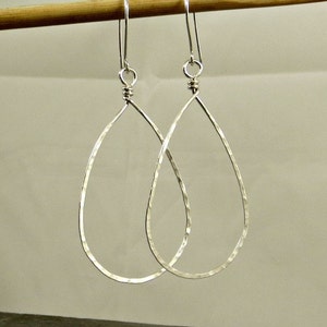 Large Teardrop Earrings Hammered Sterling Silver Teardrops Gifts for ...
