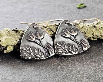 Handmade Sterling Silver Wildflower Earrings, Botanical Jewelry