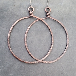 Copper Hoop Earring Hammered Hoops