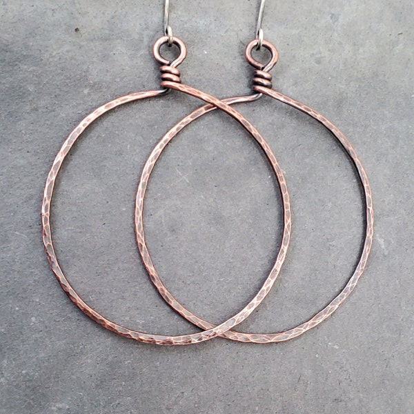 Copper Hoop Earrings X Large Hoop Earrings Eco Friendly Jewelry Gifts for Her