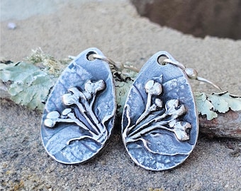 Rustic Sterling Silver Wild Clematis Earrings PMC Jewelry Botanical Earrings