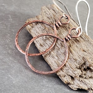 Small Hoop Earrings Copper Hoops Eco Friendly Jewelry Hammered Hoop Earrings Gift