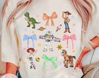 Coquette bows Toy Story shirt, Woody Buzz Lightyear Jessie Girly Aesthetic shirt, Disney Girls trip shirt, WDW Disneyland Tee gift for her