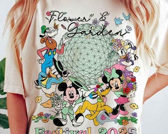 Epcot Center Mickey and friends shirt, EPCOT International Flower & Garden Festival 2025 shirt, Epcot Floral World Tour shirt, Family trip