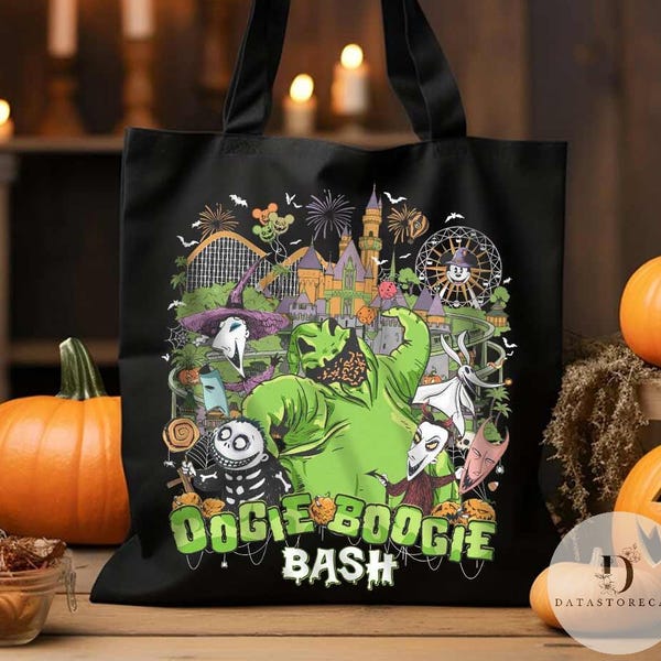 Halloween Oogie Boogie Bash Tote bag, Disneyland Halloween party Lock Shock Barrel Oogie Boogie man Bag, Eco Tote Bag Halloween trip