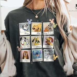 Disney dogs polaroid shirt, 101 Dalmatians Lady and the Tramp Pluto Stitch dog lover shirt, Disney Dogaholic shirt, Gift for Dog mom dad Tee