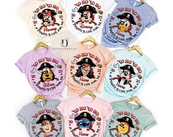 All characters Disney Pirates shirt, Mickey & friends Pirates of the Caribbean shirt, Yo ho A Pirates Life for me Family group shirts