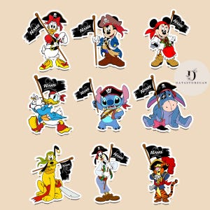 All characters Mickey & friends Stitch Pirates magnet, Disney Cruise Line Pirates of the Caribbean Magnet, Pirates Night Family magnet