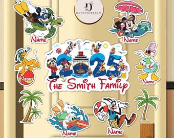 Personalized Disney Cruise Line 2025 magnet, Summer Beach vibes Mickey & friends magnet, Tropical Beach magnet family cruise vacation magnet