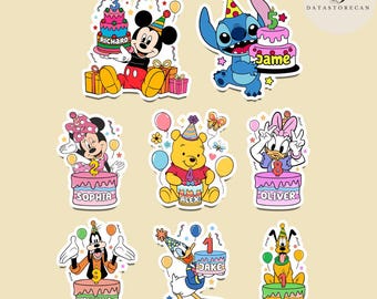 Personalized All Characters Mickey & friends Stitch Birthday Party Disney Cruise Line Magnet, Best Birthday Cruise ever stateroom door decor