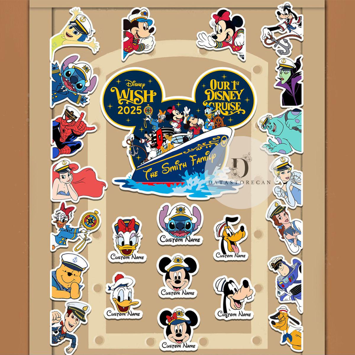 All characters Disney Cruise Line magnet, Our 1st Disney Cruise magnet, Mickey Stitch Minnie Pooh Toy Story Princess magnet,Family Cruise