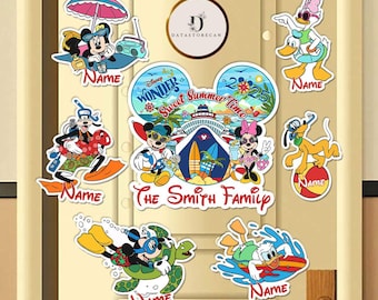 Sweet summer time Disney Cruise Line magnet, Mickey & friends summer Beach vibes Disney Cruise magnet, Mickey Stitch Minnie Pooh magnet
