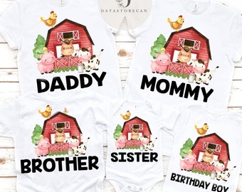 Personalized Family Farm Birthday shirt, Happy Birthday Boy Girl Animal Farm Theme party Family matching shirts, Gift for kids