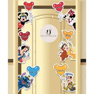 All Disney characters Cruise magnet, Balloon Mickey & friends Toy Story Princess Stitch Disney cruise line magnet, Family Cruise door magnet
